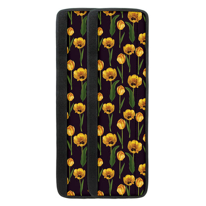 Yellow Tulip Flower Pattern Print Refrigerator Handle Covers