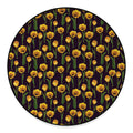 Yellow Tulip Flower Pattern Print Round Floor Mat