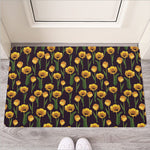 Yellow Tulip Flower Pattern Print Rubber Doormat
