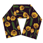 Yellow Tulip Flower Pattern Print Scarf