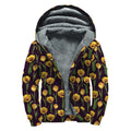 Yellow Tulip Flower Pattern Print Sherpa Lined Zip Up Hoodie