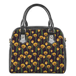 Yellow Tulip Flower Pattern Print Shoulder Handbag