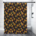 Yellow Tulip Flower Pattern Print Shower Curtain