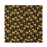 Yellow Tulip Flower Pattern Print Silk Bandana