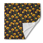 Yellow Tulip Flower Pattern Print Silk Bandana