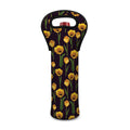Yellow Tulip Flower Pattern Print Single Neoprene Wine Tote
