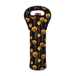 Yellow Tulip Flower Pattern Print Single Neoprene Wine Tote