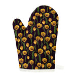 Yellow Tulip Flower Pattern Print Single Oven Mitt