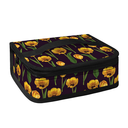 Yellow Tulip Flower Pattern Print Small Lunch Bag
