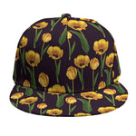 Yellow Tulip Flower Pattern Print Snapback Cap