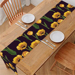 Yellow Tulip Flower Pattern Print Table Runner