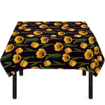 Yellow Tulip Flower Pattern Print Tablecloth