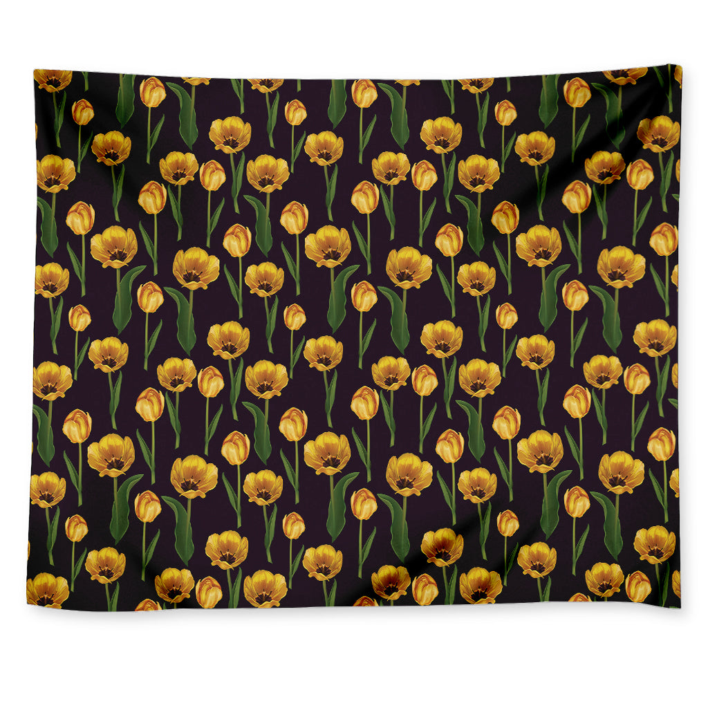 Yellow Tulip Flower Pattern Print Tapestry