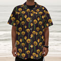 Yellow Tulip Flower Pattern Print Textured Short Sleeve Shirt