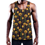 Yellow Tulip Flower Pattern Print Training Tank Top