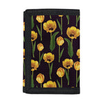 Yellow Tulip Flower Pattern Print Trifold Wallet