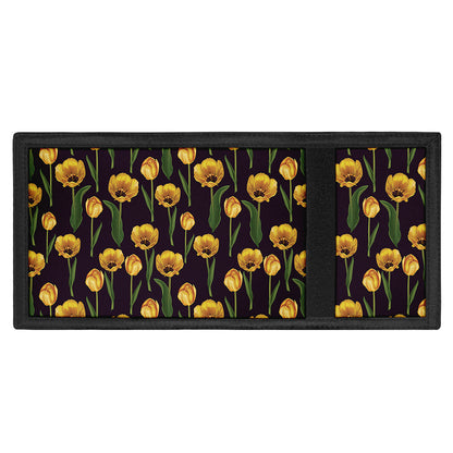 Yellow Tulip Flower Pattern Print Trifold Wallet
