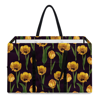 Yellow Tulip Flower Pattern Print Utility Tote Bag