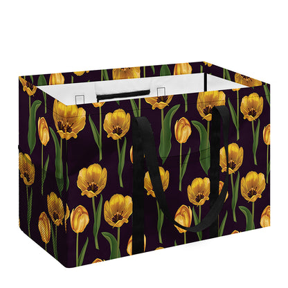 Yellow Tulip Flower Pattern Print Utility Tote Bag