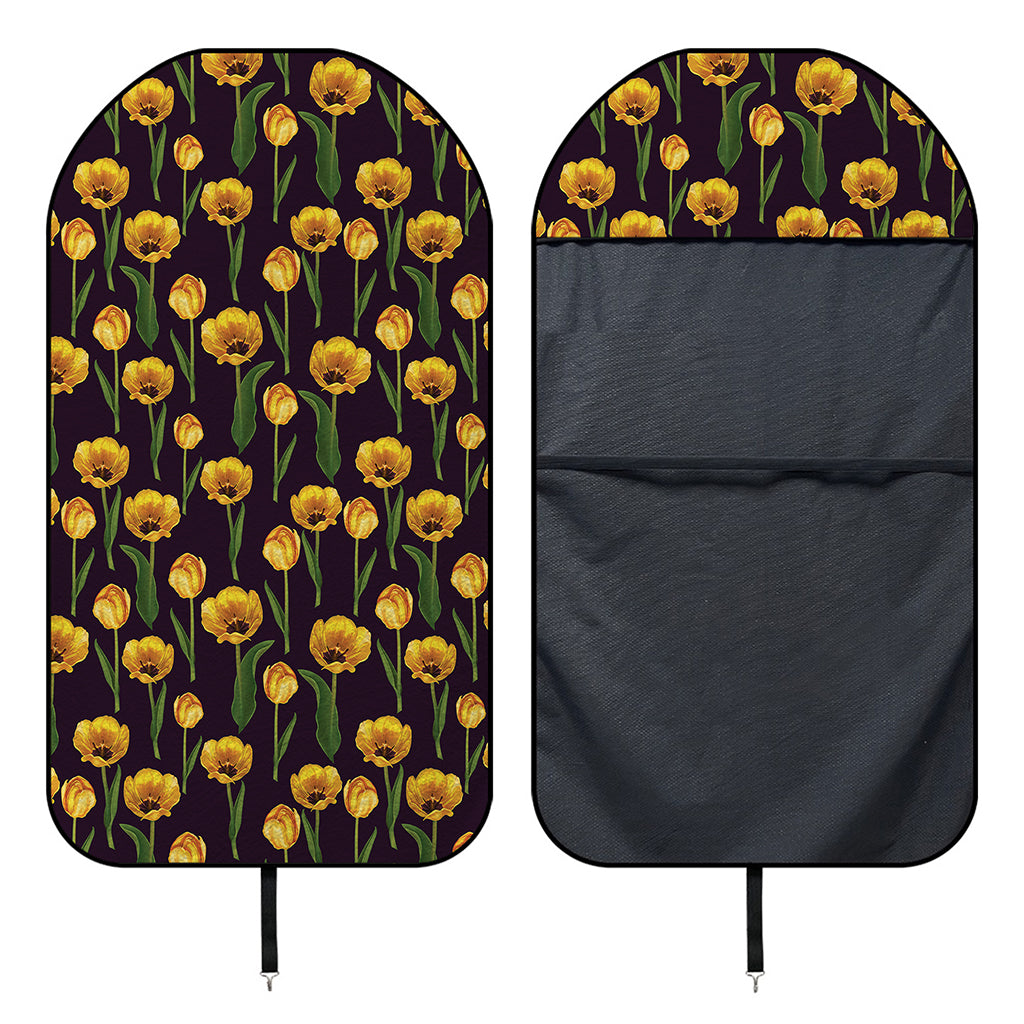 Yellow Tulip Flower Pattern Print Waterproof Car Seat Cover