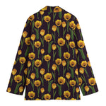 Yellow Tulip Flower Pattern Print Women's Blazer