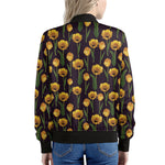 Yellow Tulip Flower Pattern Print Women's Bomber Jacket