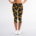 Yellow Tulip Flower Pattern Print Women's Capri Leggings