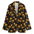 Yellow Tulip Flower Pattern Print Women's Cotton Blazer