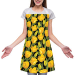 Yellow Tulip Pattern Print Adjustable Apron