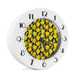 Yellow Tulip Pattern Print Alarm Clock