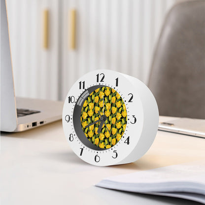 Yellow Tulip Pattern Print Alarm Clock