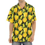 Yellow Tulip Pattern Print Aloha Shirt
