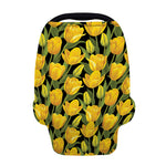 Yellow Tulip Pattern Print Baby Seat Cover