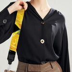 Yellow Tulip Pattern Print Bag Strap