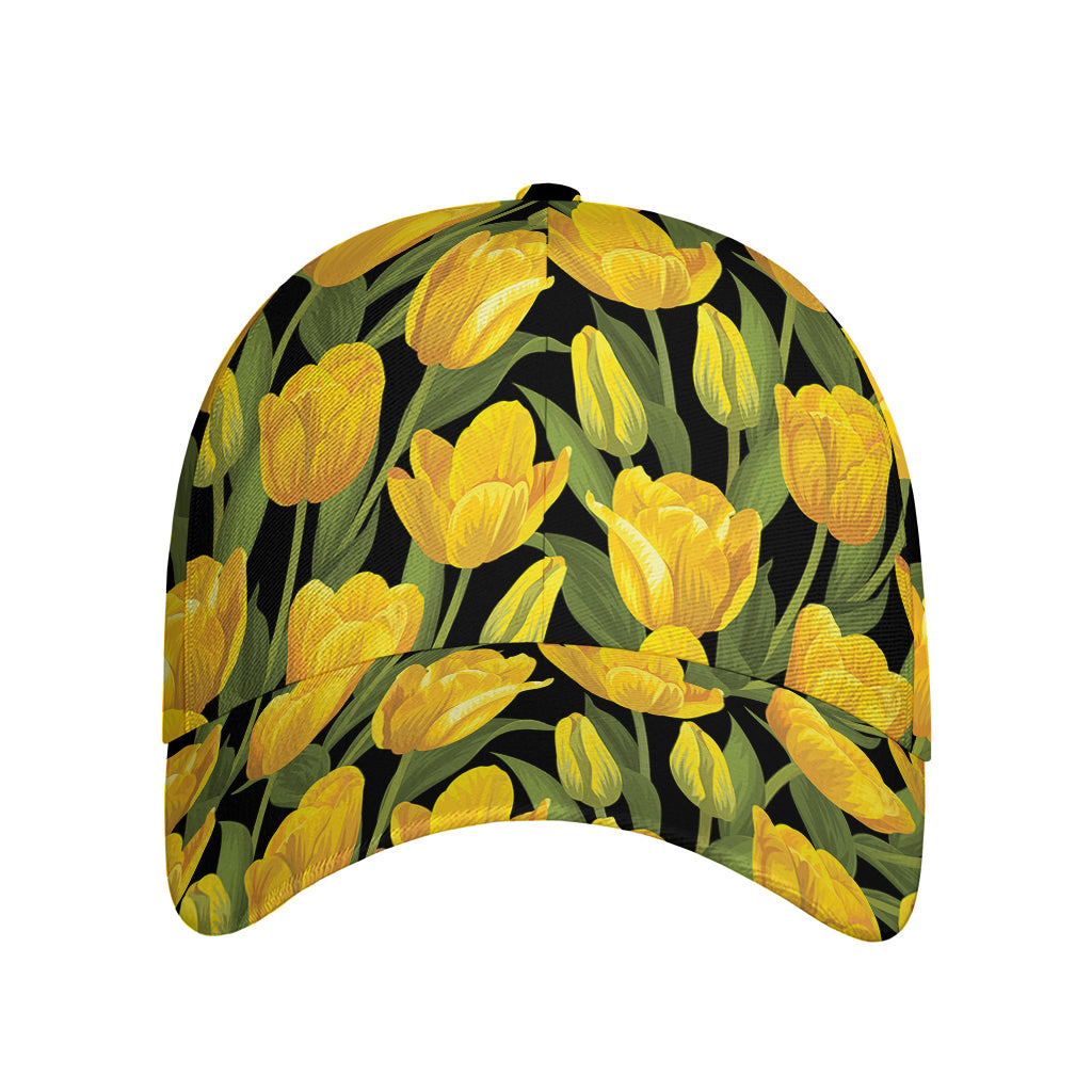 Yellow Tulip Pattern Print Baseball Cap