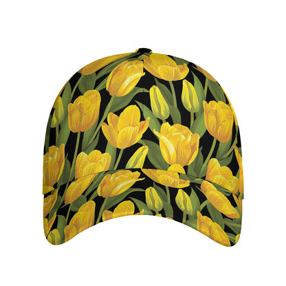 Yellow Tulip Pattern Print Baseball Cap