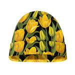 Yellow Tulip Pattern Print Beanie