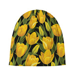 Yellow Tulip Pattern Print Beanie