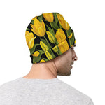 Yellow Tulip Pattern Print Beanie
