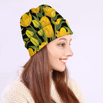 Yellow Tulip Pattern Print Beanie
