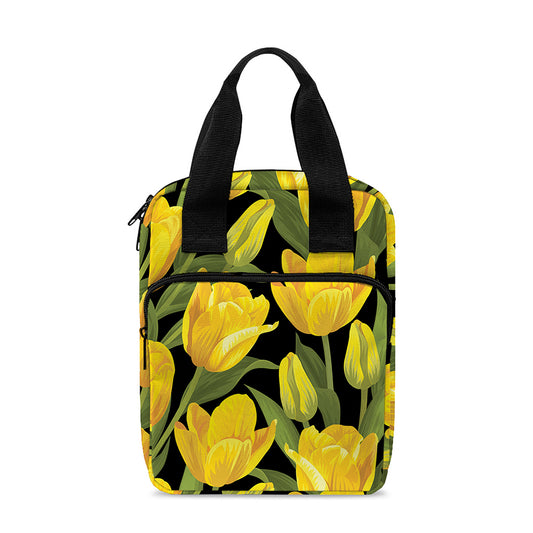 Yellow Tulip Pattern Print Bible Tote Bag