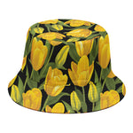 Yellow Tulip Pattern Print Bucket Hat
