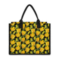Yellow Tulip Pattern Print Canvas Tote Bag