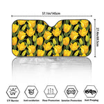 Yellow Tulip Pattern Print Car Windshield Sun Shade