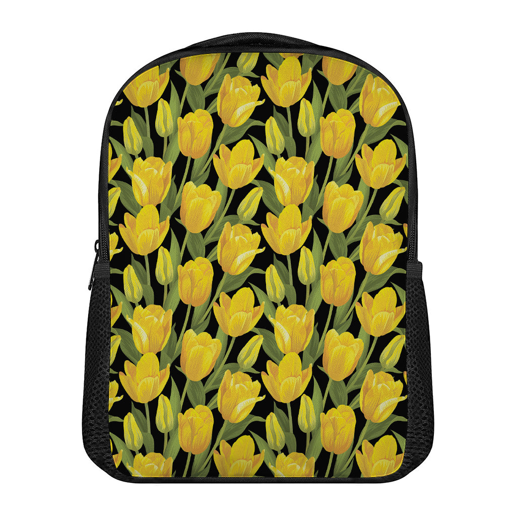 Yellow Tulip Pattern Print Casual Backpack