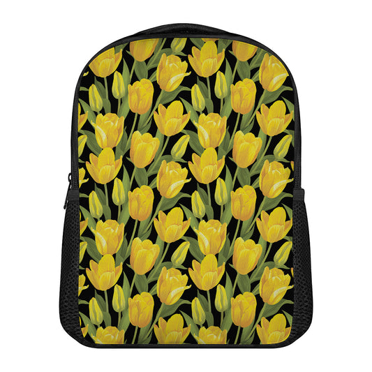 Yellow Tulip Pattern Print Casual Backpack