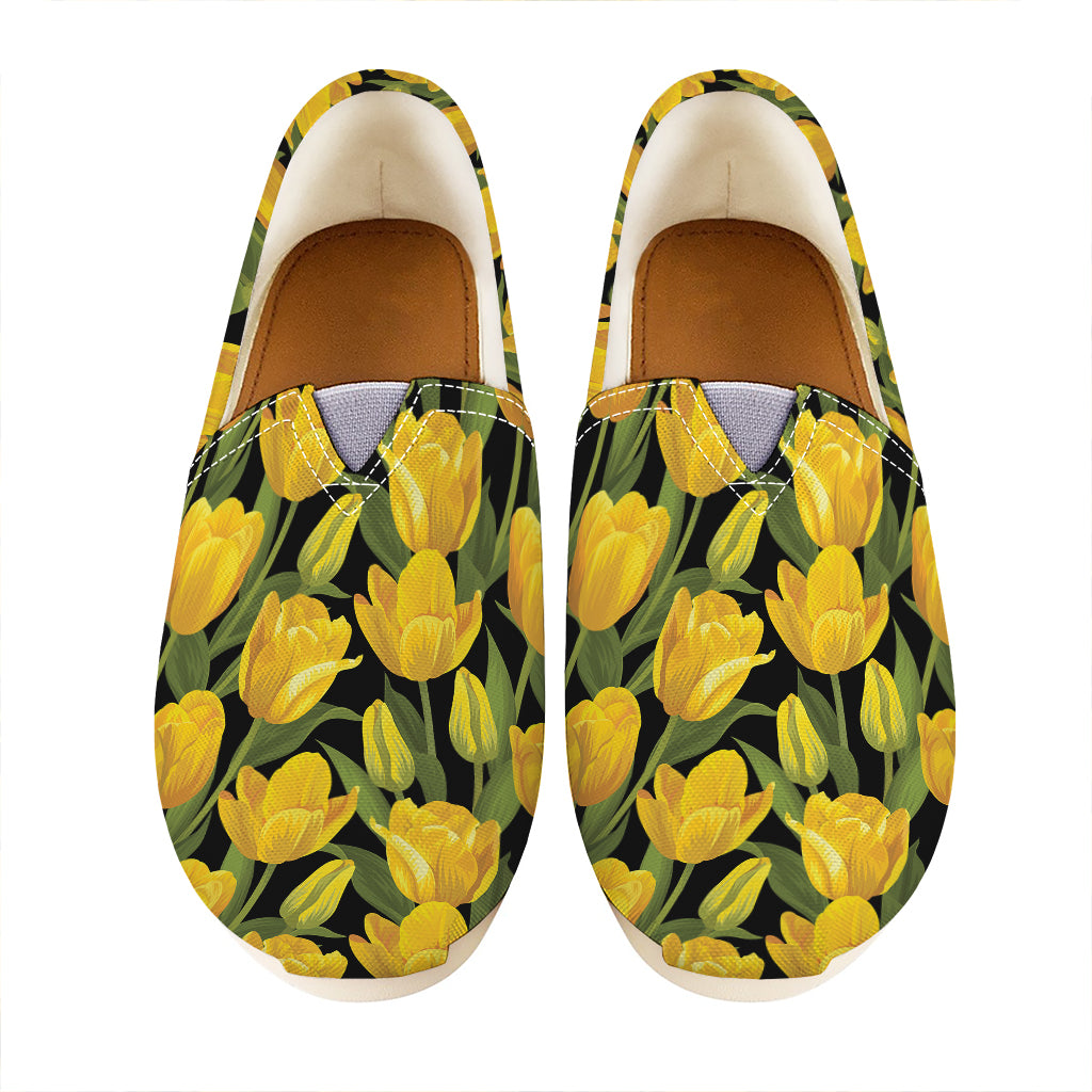 Yellow Tulip Pattern Print Casual Shoes