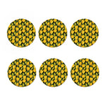 Yellow Tulip Pattern Print Coaster Set