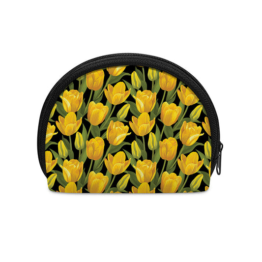 Yellow Tulip Pattern Print Coin Purse