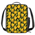 Yellow Tulip Pattern Print Crossbody Lunch Bag